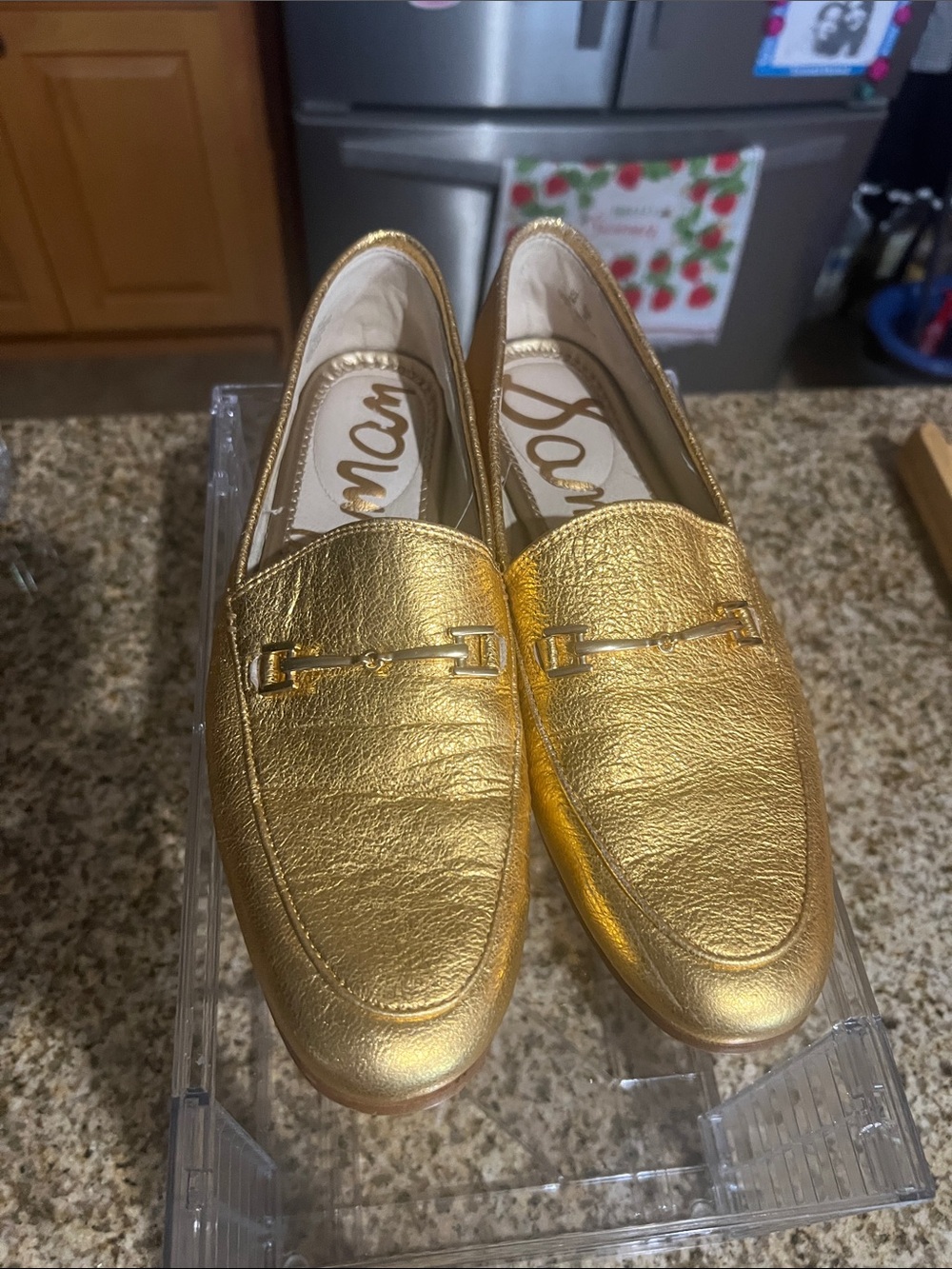 Sam Edelman Metallic Gold Leather Loafers